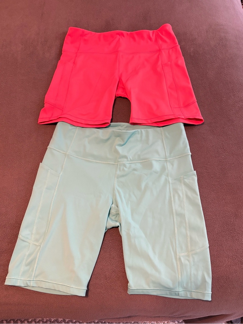 Lot of Athleta Womens Bike Shorts - Bright Pink & Mint EUC